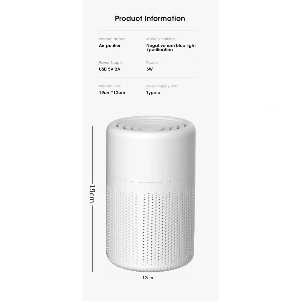 Mini Desktop Air Purifier HEPA Filtered Air Purified Air with Fragrance Negative Ion Purifier Air Cleaner HEPA Filter 250617