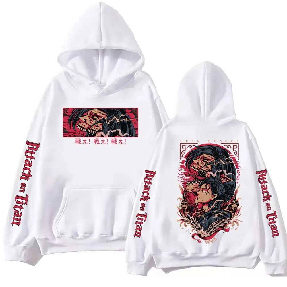 Anime Attack on Titan Eren Hoodie Harajuku Pullover Tops Men Women Sweatshirt Fans Gift XJ250621