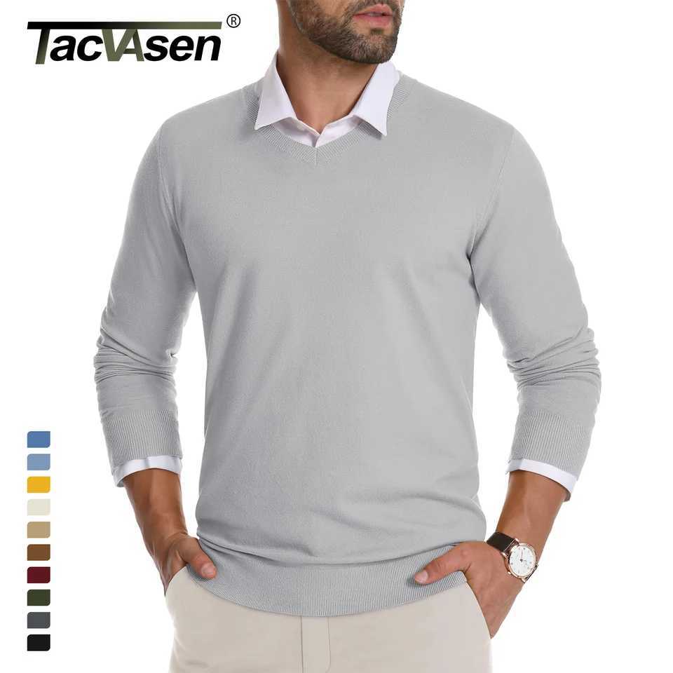 TACVASEN Autumn Winter Knitted Sweaters Pullover Mens V Neck Slim Fit Casual Sweater Thicken Warm Long Sleeve Pullovers Top Male Z250621