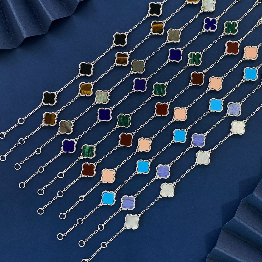 ADITA four leaf clover bangle Made of natural shells and natural agate Gold Plated 18K designer for woman official reproductions brand designer with box 026