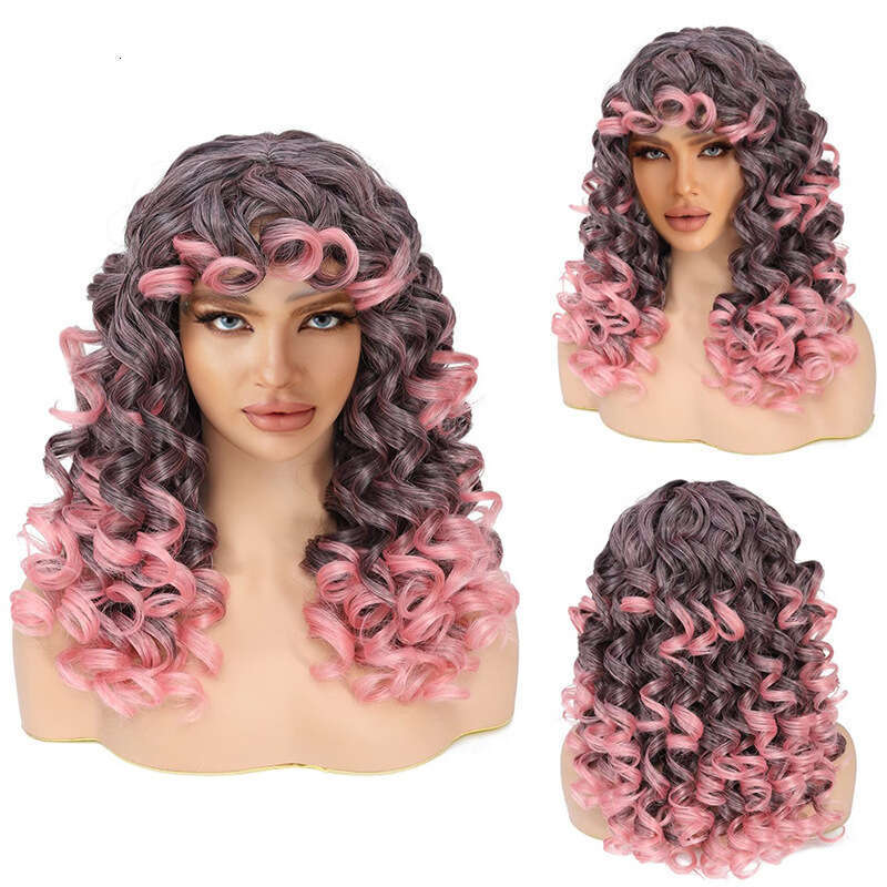 New Women's Wig Synthetic Fiber High Temperature Silk Rose Net Small Curly Hair Cap