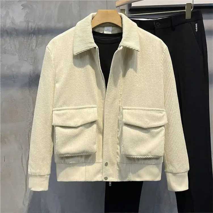 Solid Color Corduroy Cotton Jacket for Mens New Style Stylish and Thick Slim Fit Jacket Light Mature Style Casual Top for Men XJ250621