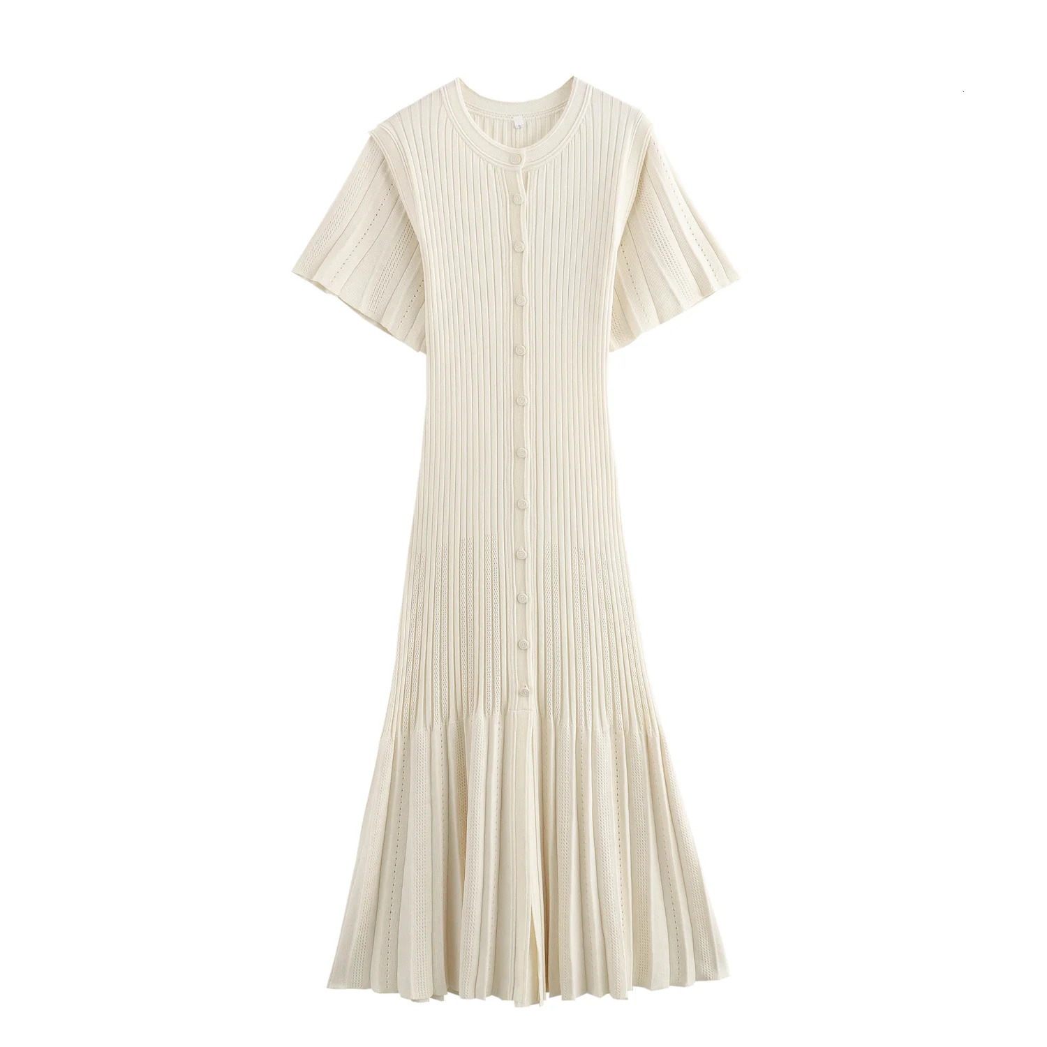Autumn European and American Style Small Fragrant Lace Sleeves Single breasted Long Knitted Long Tail Dress 250617