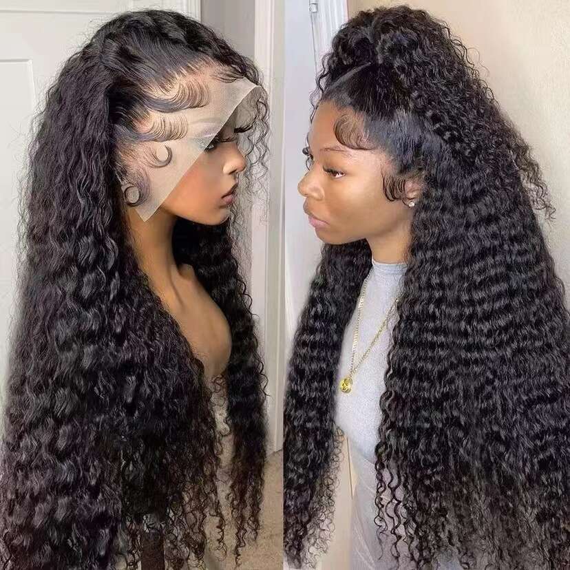 New Women's Fashion Small Long Curly Hair Black Wig Cap