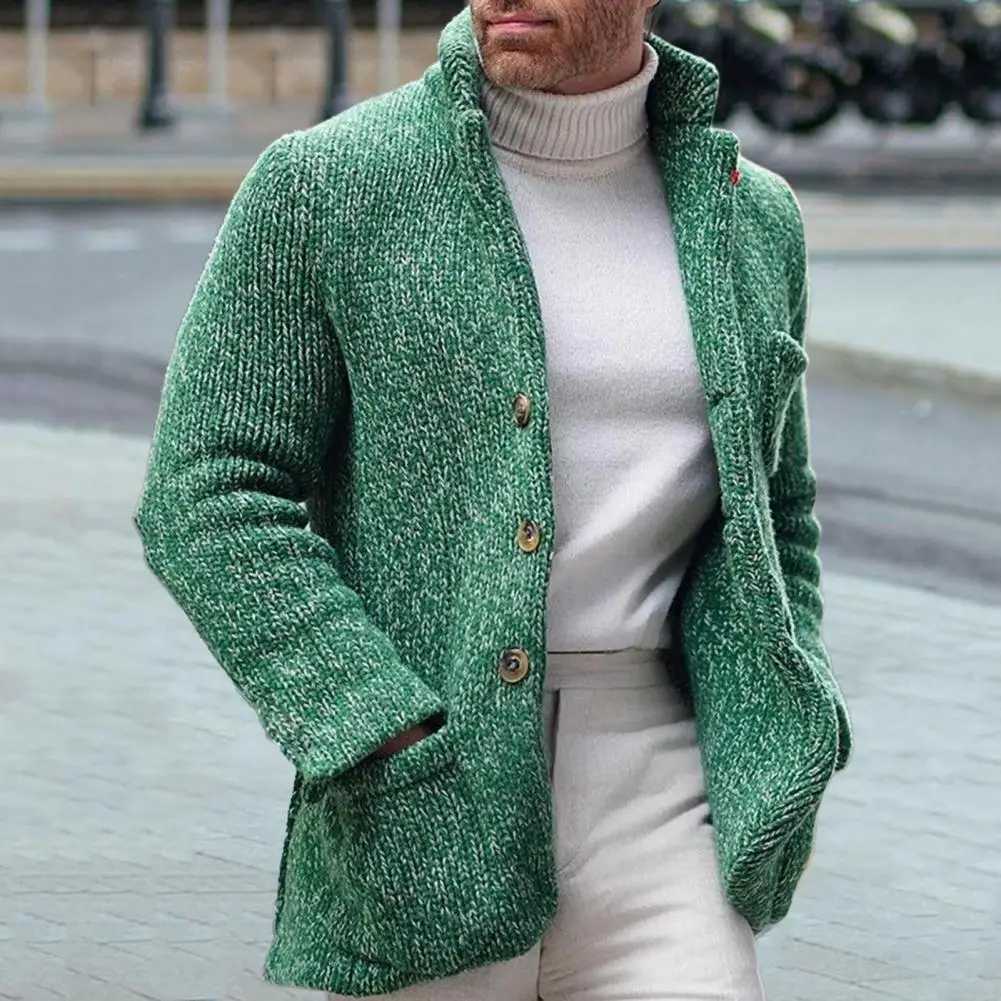 Sweater Long Sleeve Solid Color V Neck Men Cardigan Single Breasted Button Winter Autumn Knitwear Pullover Jackets Z250621