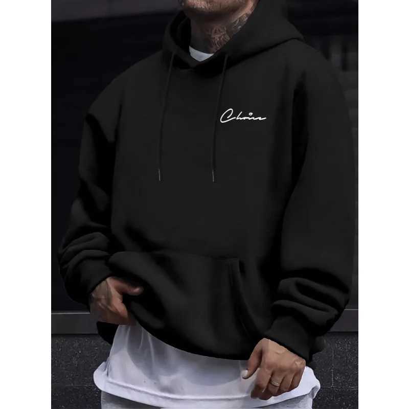 2025 New Simple Printed Mens Casual Hoodie Comfortable Hoodie with Kangaroo Pocket Loose Casual Four Seasons Street Hoodie XJ250621