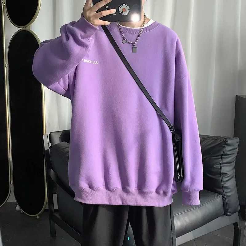Mens Oversize Sweatshirt Loose Fit Round Neck Jacket Trendy Brand Top Casual Thin Autumn Season Clothing XJ250621