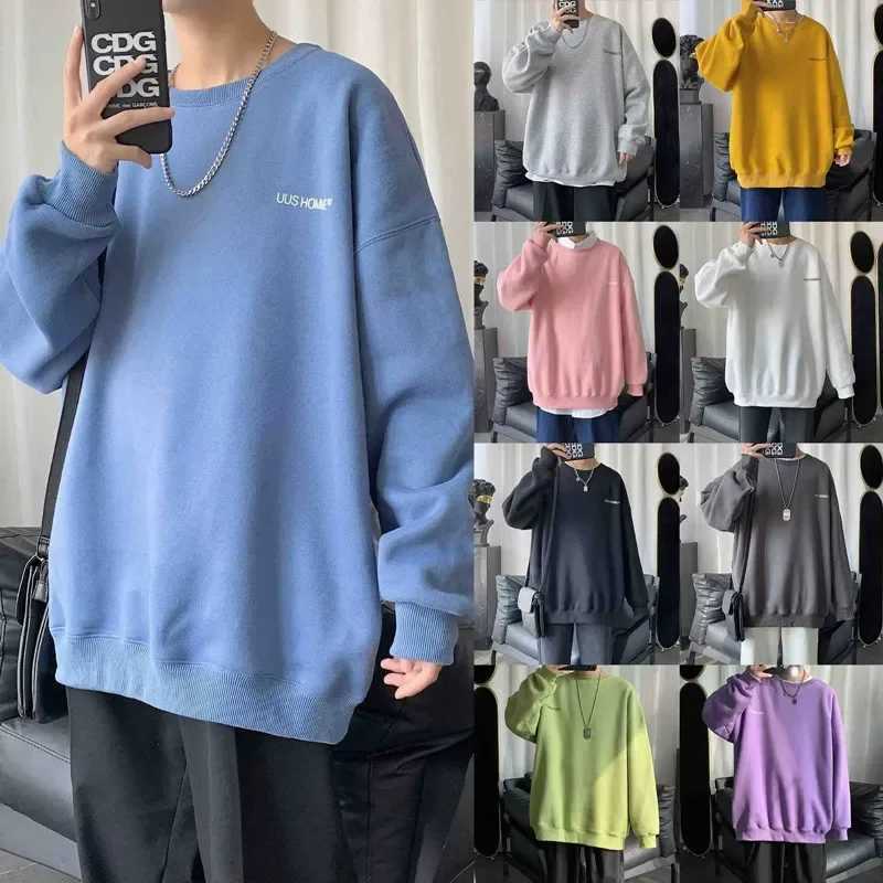 Mens Oversize Sweatshirt Loose Fit Round Neck Jacket Trendy Brand Top Casual Thin Autumn Season Clothing XJ250621