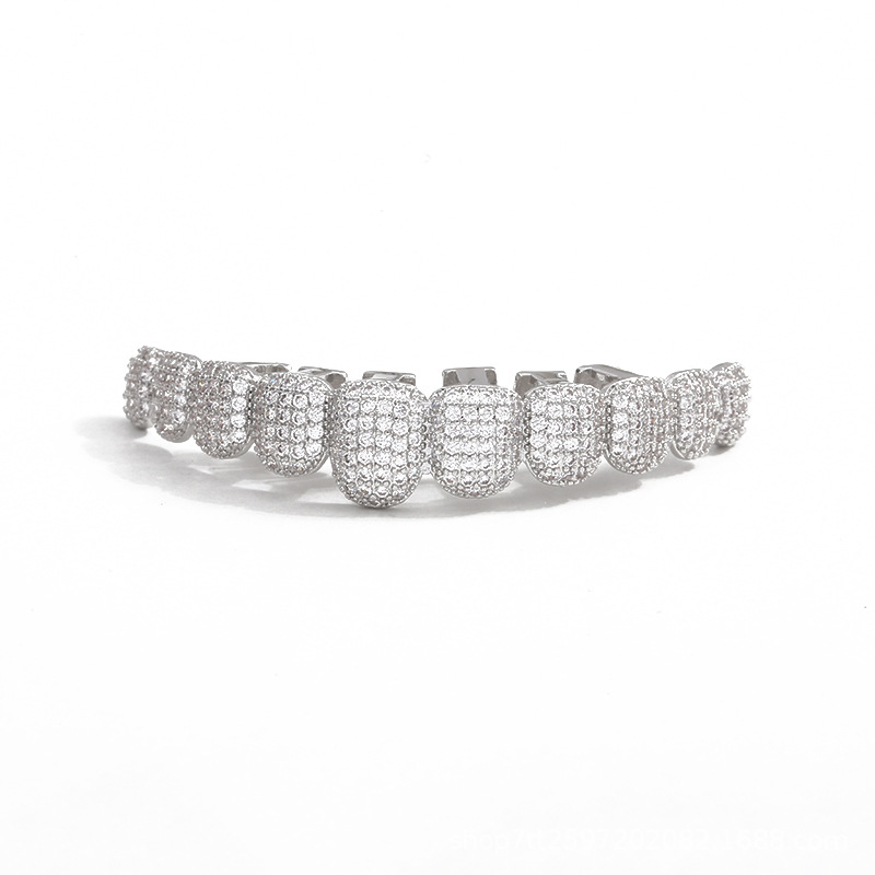 Moissanite Diamond Grillz for Teeth Custom Diamond Grillz Hip Hop 18K Gold Plated Iced Out Diamond 925 Sterling Silver Gold