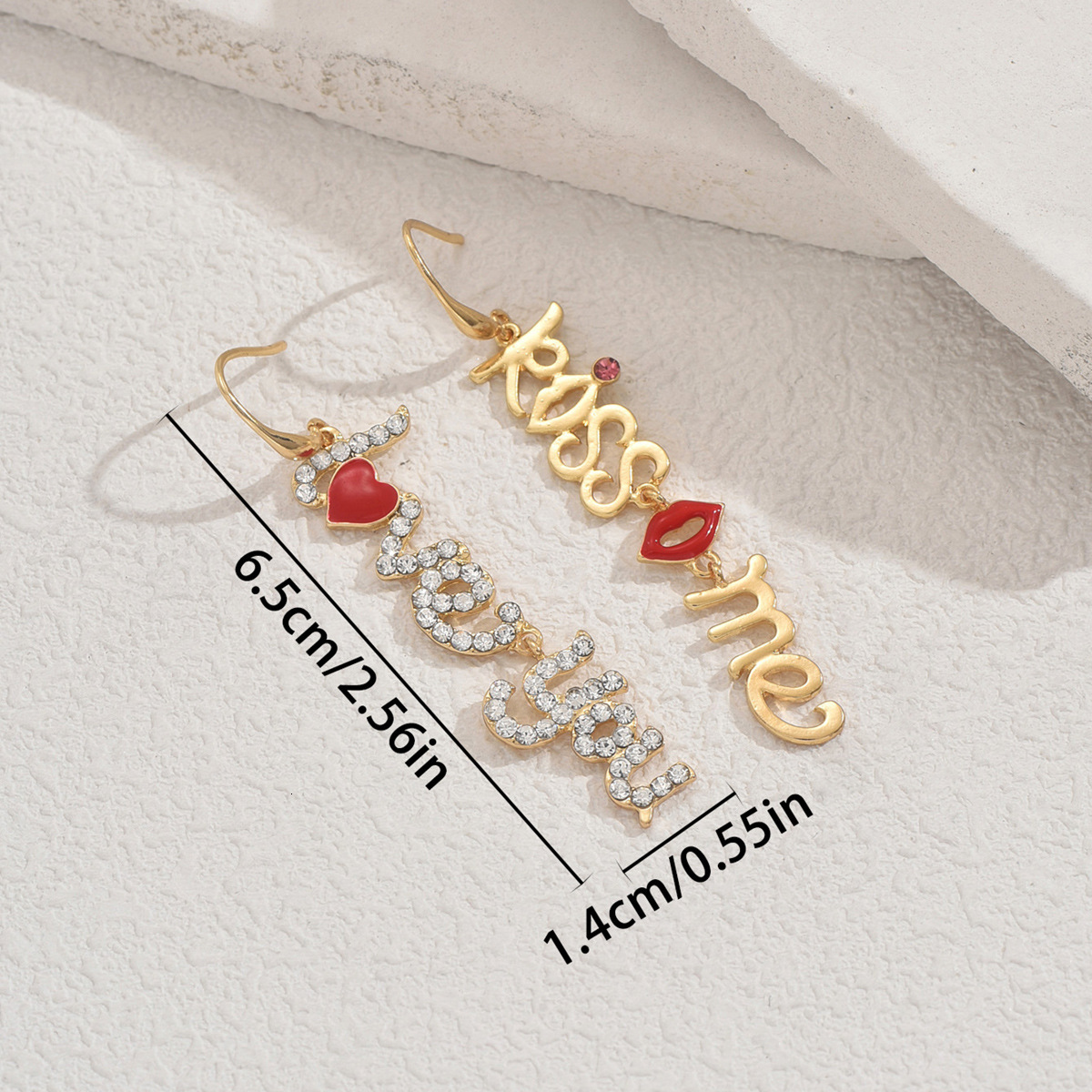 Trendy Women's With Unique English Letter Design, Oil Drop Studs, Versatile Heart-Shaped Earrings For Women