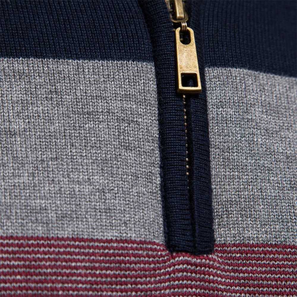 AIOPESON Mens Patchwork Pullover Sweater Cotton Casual Zipper Mock Neck Sweater for Men New Winter Fashion Warm Sweater for Men Z250621