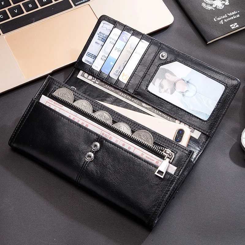 KAVIS 100% Genuine Leather Women Wallets Long With Cell Phone Holders Female Handy Wallet For Lady Money Pocket Z250621