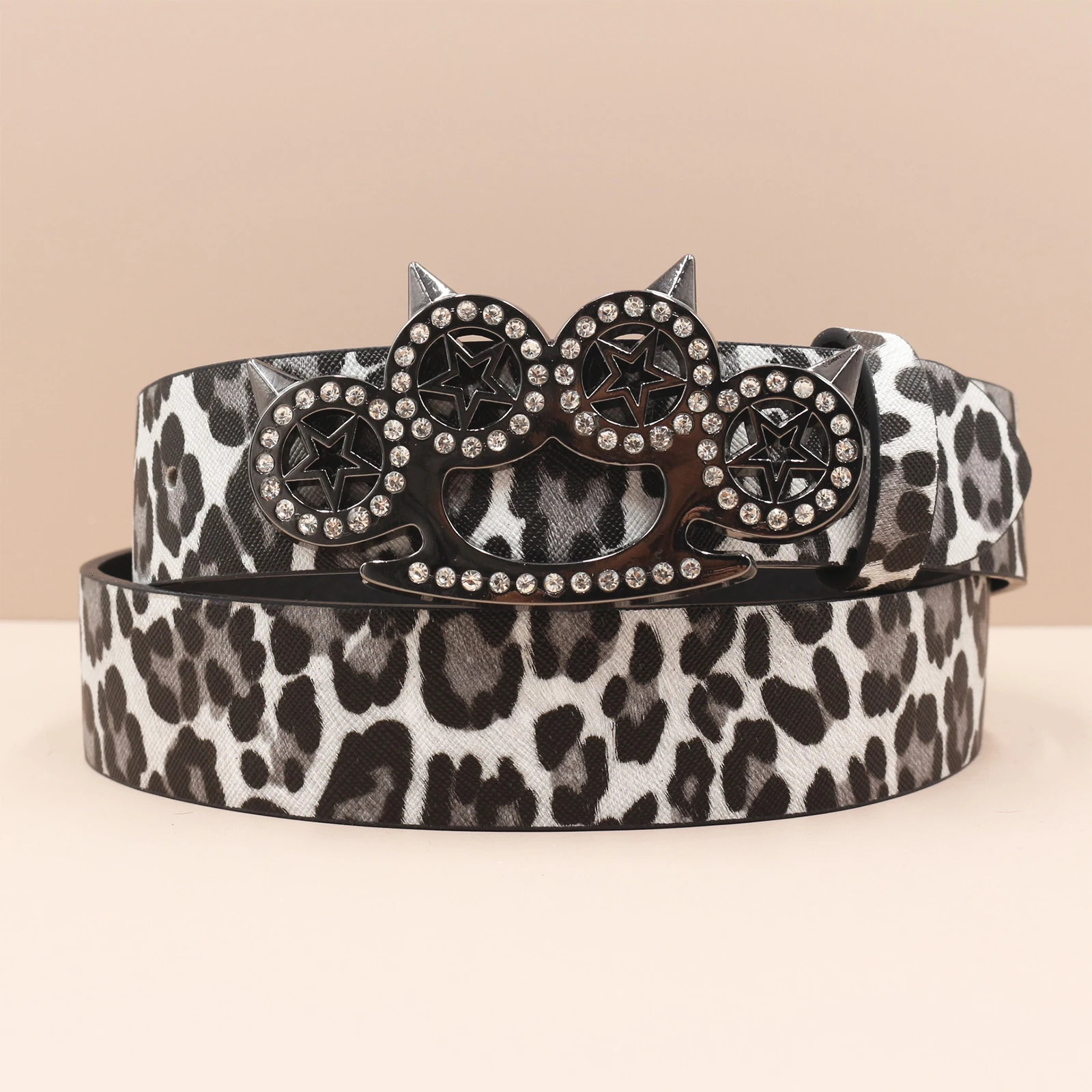 Leopard print Y2K Rhinestone Leather Belt Women Hip Hop Western Denim Shiny Pretty n Bling Adjustable Glitter Waistband 250617