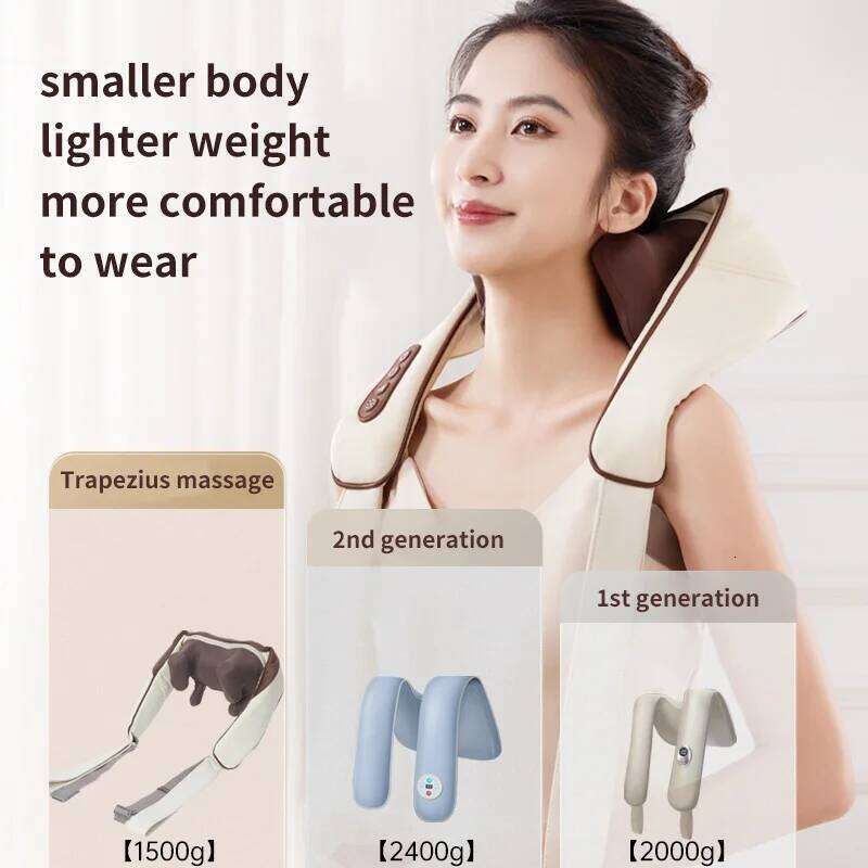 (With Gift Box) Electric Cervical Massage Shawl Wireless Rechargeable Portable Heated Kneading Neck Massager 2024 Shiatsu Body