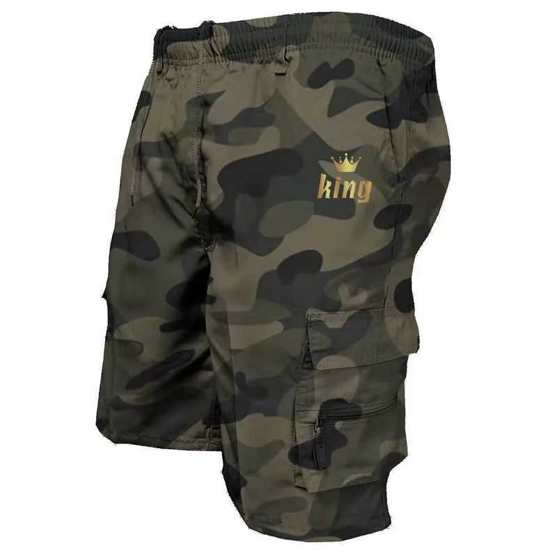 Mens Cargo Shorts Casual King Printing Jogging Shorts Loose Work Casual Shorts Camouflage Mens Tracksuit Trousers Versatile W250621