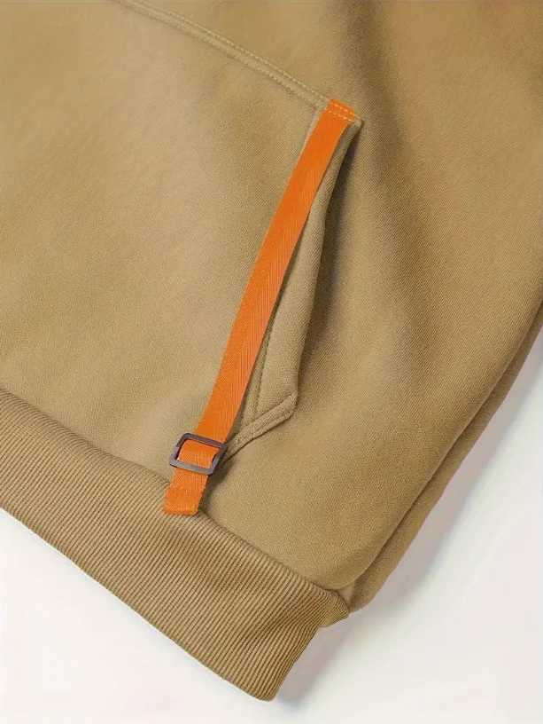 Multi-pocket zipper mens fashionable hooded sweatshirt autumn and winter full zipper cardigan casual wear XJ250621