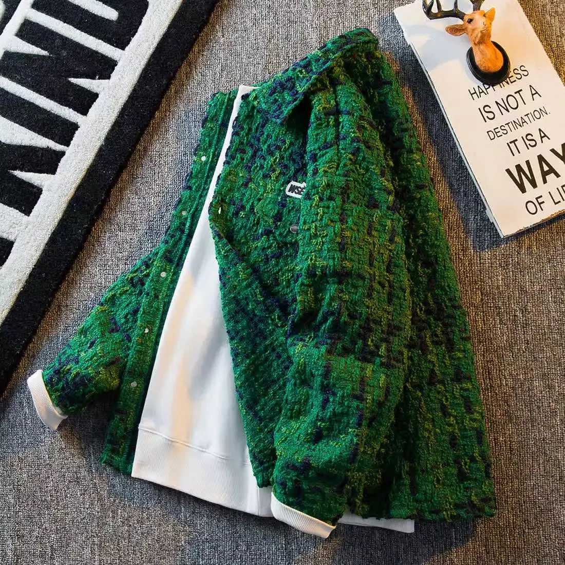Spring Autumn New Mens Cardigan Single-Breasted Fashion Knit Coat Stitching Colorblock O Collar Coats Sweater Jackets XJ250621