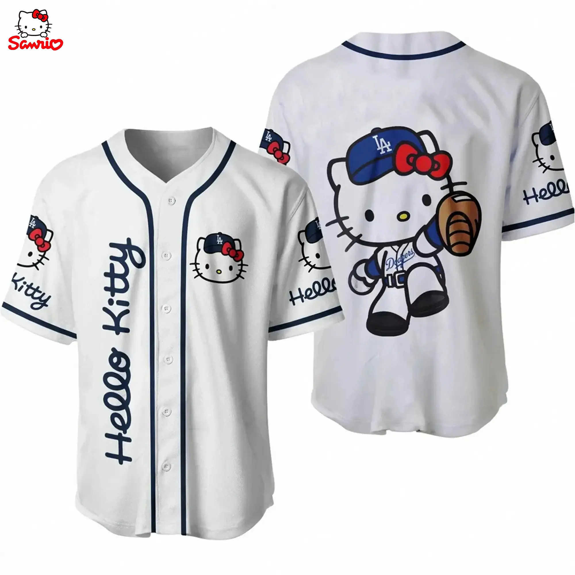 Sanrio 2024 New Arriavl Cartoon Kawaii Hello Kitty Baseball Jersey Vacation Matching Jersey Fans Kit Special Baseball Edition Kitw250621