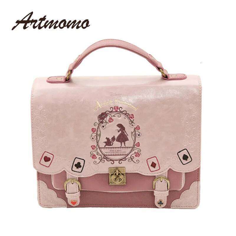 Designer Bag Designer Bag Alice In Wonderland Shoulder Bags Axes Femme Vintage Student Schoolbag Playing Cards Silhouette Handbag Leather