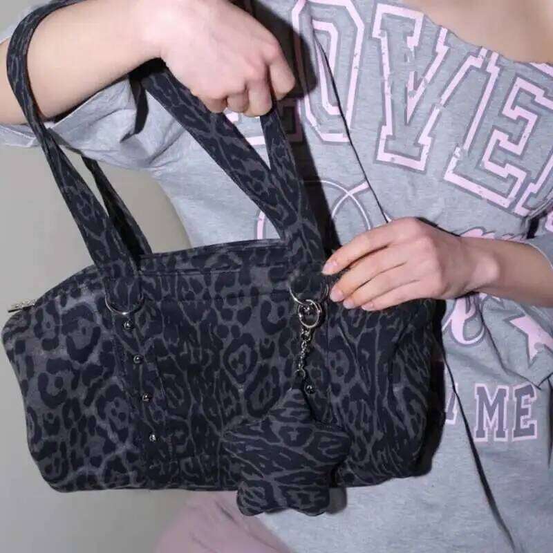 Leopard Print For Woman Fashion Single Shoulder Y2k Personalized Street Style Armpit Large Capacity Camouflage Handheld Bag