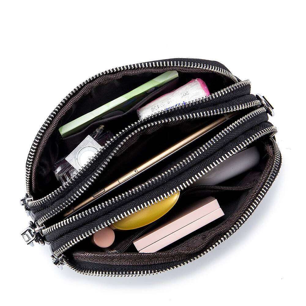 Real Leather Women Fashion Shoulder Bag Mini Cross Messenger Bags Female Small Purse Three Zipper Pockets Design Handbag