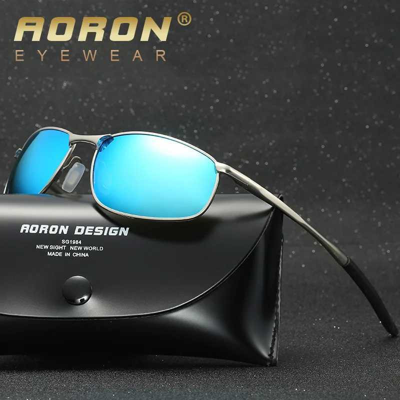 AORON Mens Polarized Sunglasses for Sports Rectangle Mirror Sunglasses Men Alloy Frame UV400 Sun Glasses Eyewear W250621