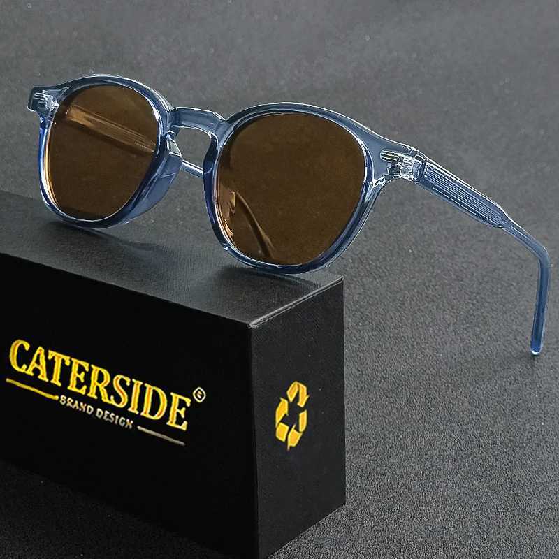 CATERSIDE Polarized Round Sunglasses Men TR Frame Core Insert Leg Sun Glasses Women Set Retro Driving Fishing Punk Eyewear UV400 W250621