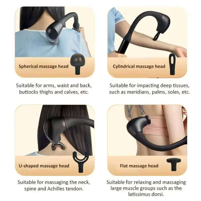 Fascia Portable Massage Gun Deep Tissue With Extended Handle U-Shaped Body Massager For Neck Shoulder Back Leg
