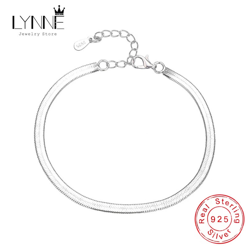 925 Sterling Silver Unisex Simple Flat Snake Anklet Jewelry Punk Rock Glossy Blade Style Bare Foot Chain Bracelets 250617