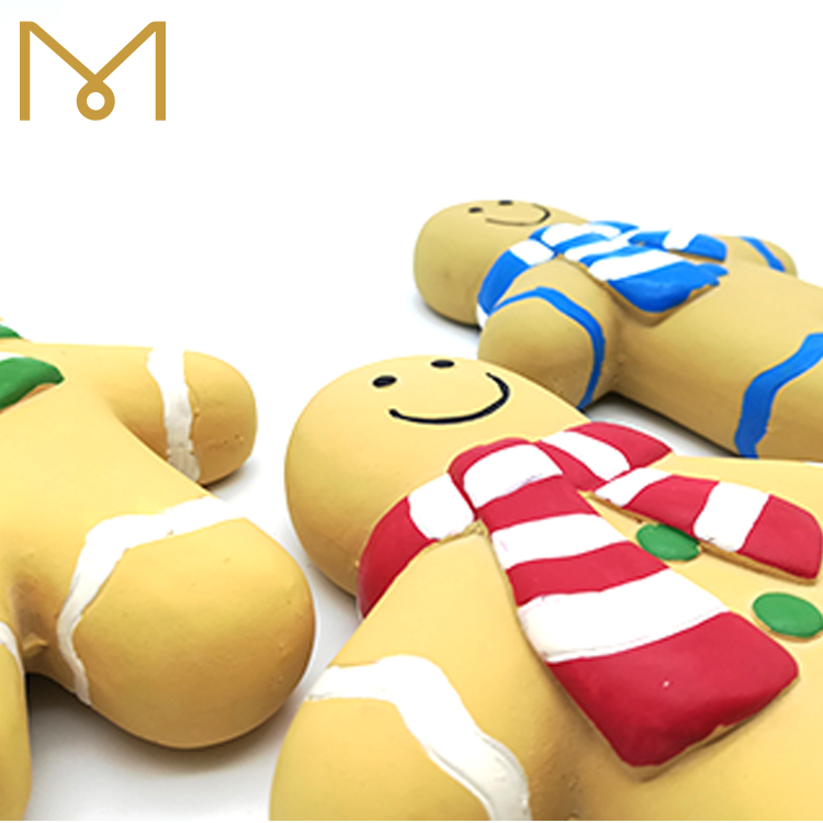 Latex Gingerbread Man Dog Toy Squeaky Chewing Christmas Themed Playing Toys