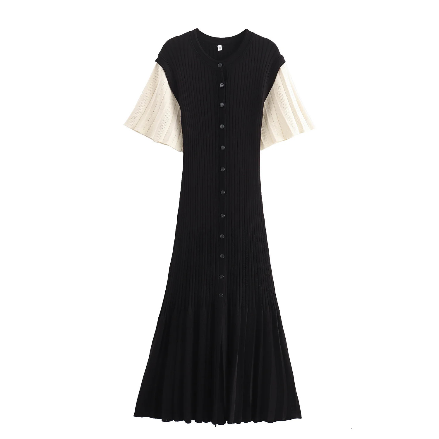 Autumn European and American Style Small Fragrant Lace Sleeves Single breasted Long Knitted Long Tail Dress 250617