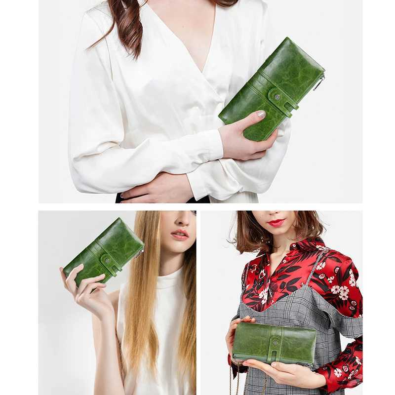 Green Red Clutch Bag Fashion Genuine Leather Women Wallet Female Long Wallets With Card Holder Zipper Coin Purse For iPhone 8 Z250621