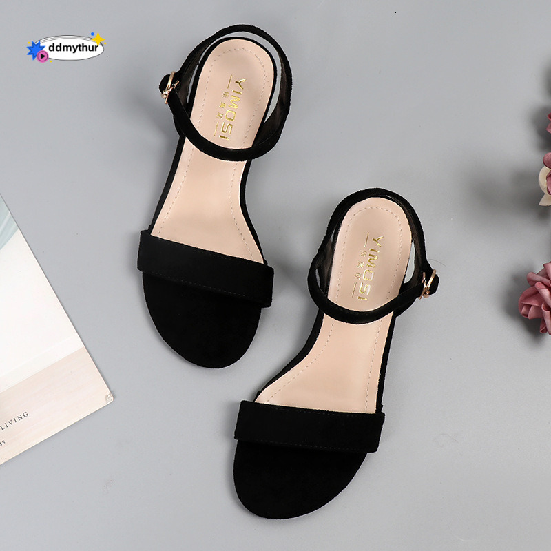 Sandals 2024 New Summer Women's Shoes Flat Black Large Size 42 Roman Strap 41 Low Heel 40 Wide Feet 43 ddmythur