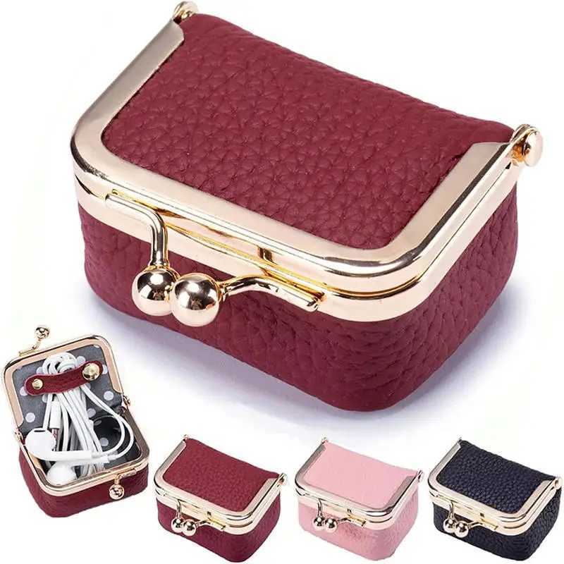 Womens Solid Color PU Leather Jewelry Box Ring Necklace Earring Storage Mini Coin Wallet Small Bag Kiss Lock Z250621