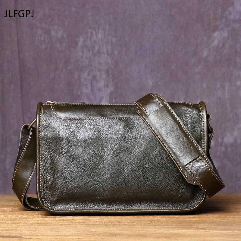 Handmade Genuine Leather Shoulder Backpack Mens Original First Layer Cowhide Plain Color Casual Fashion Messenger Bag Z250621