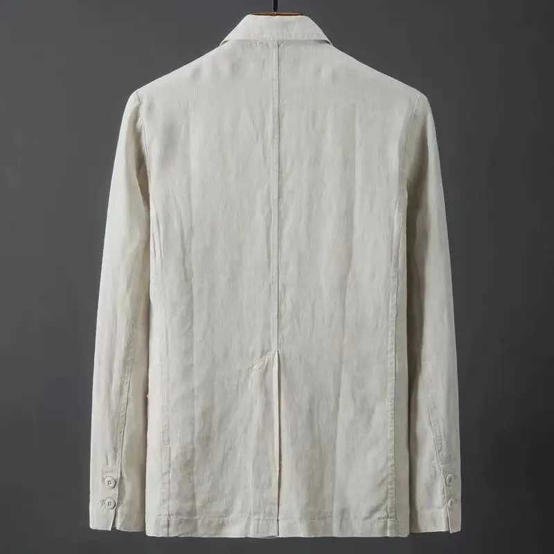2025 Spring Autumn Men Blazer Jacket Solid Slim Casual Business Breathable Tops Cotton Linen Suit High Quality Coat Male Clothes XJ250621