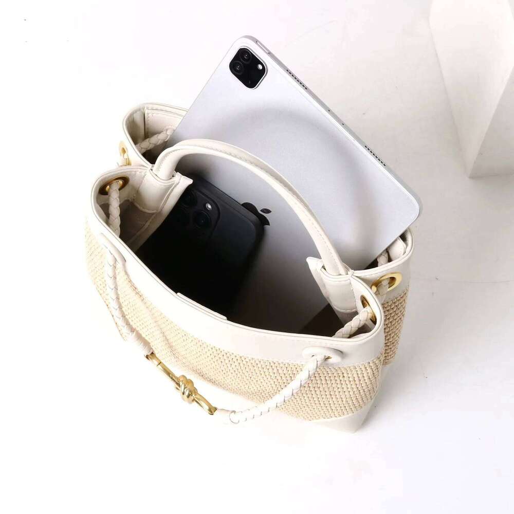 Summer butterfly rope knot Rafia cowhide leather handbag fashion one-shoulder crossbody bag supports custom gold hot stamping designer luxury tote pur