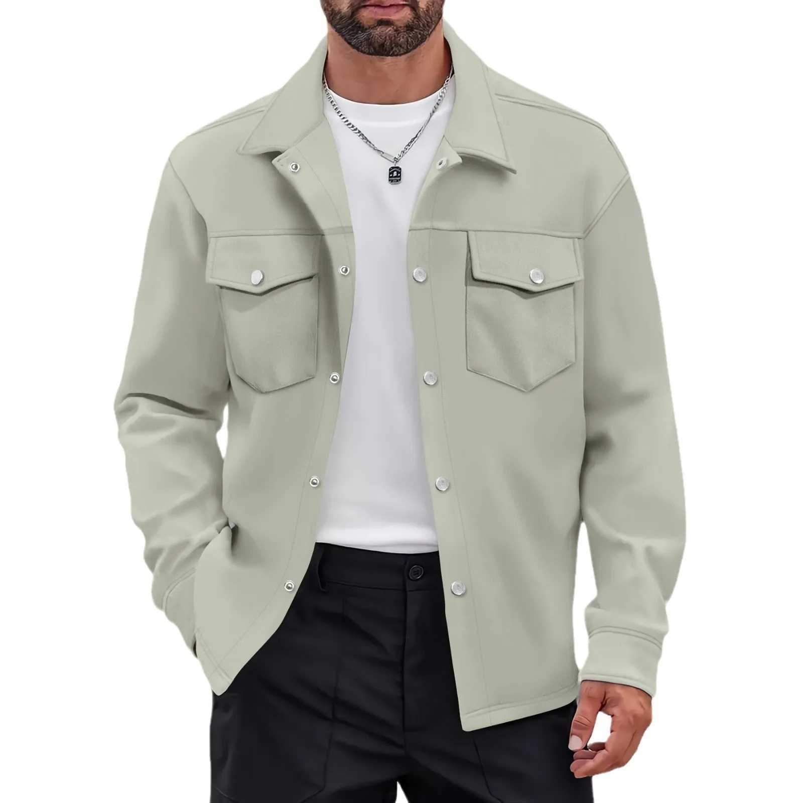 Coats Solid Men Cardigan Jackets Covered Button Coat Long Sleeve Outerwear Loose Pockets Button High Street Spring 2025 XJ250621