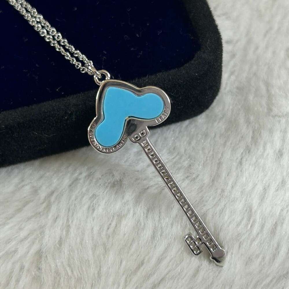 Brass High Version Iris Turquoise Key for Women Trendy Necklace