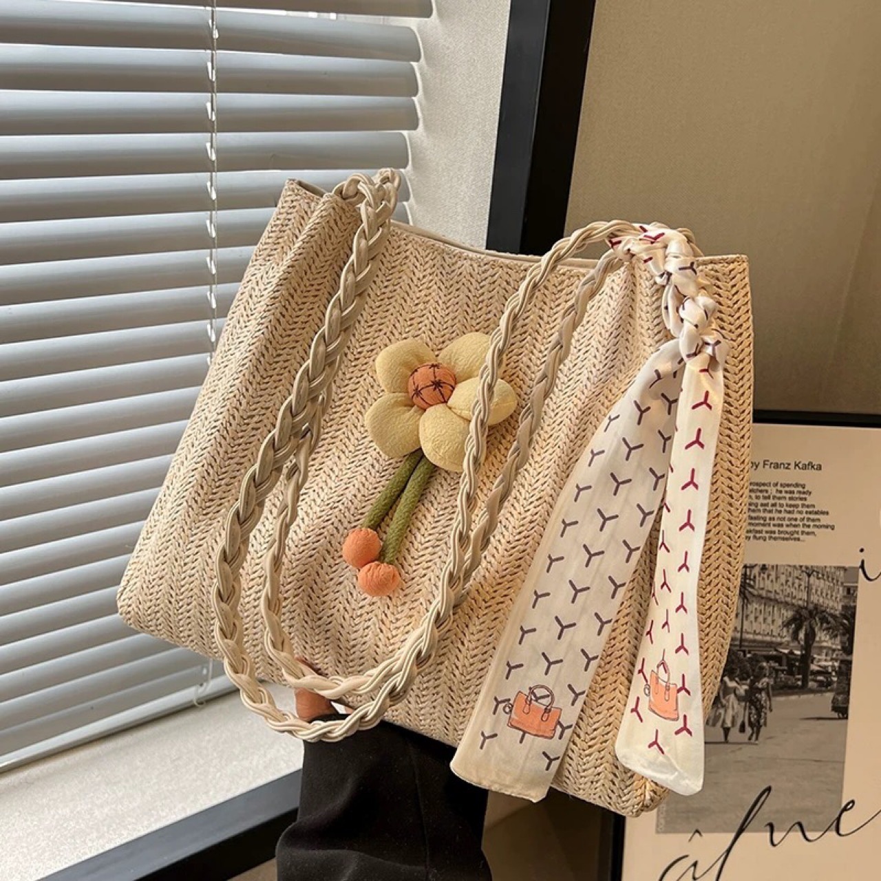Free shipping designer Summer Trendy Mori Style Large Capacity Bag Women Simple Woven Tote Bag 2025 New Shoulder Bag