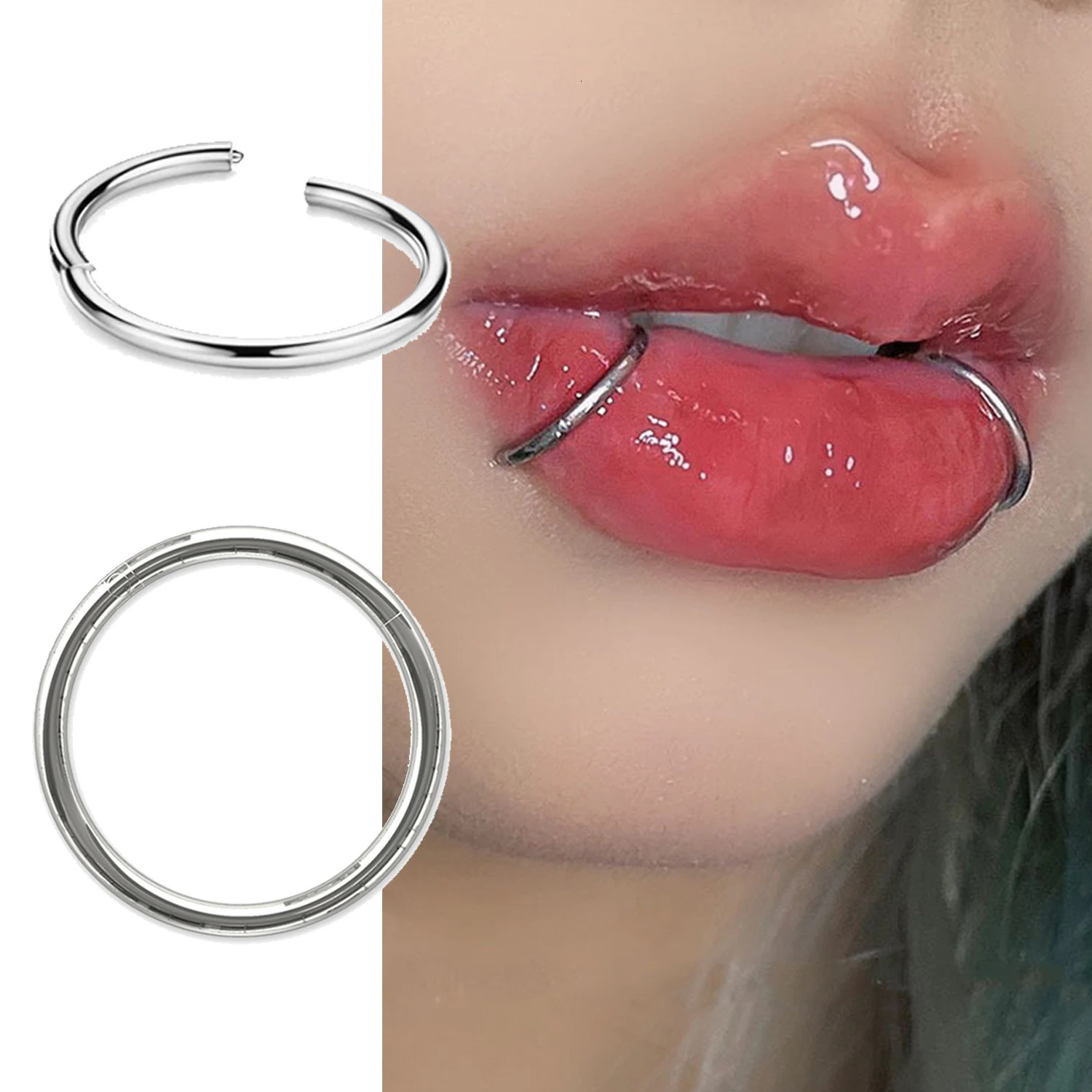 1.2mm Septum Piercing Steel Clicker Hinged Segment Ring Goth Nose Hoop Earrings Lip Ear Cartilage Helix Piercings 1Pcs 250617