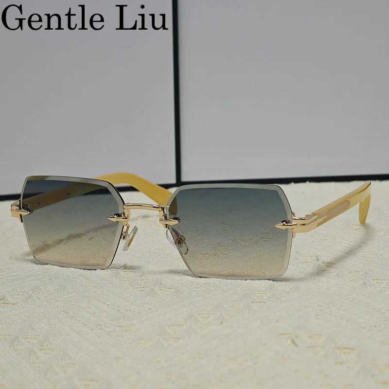 Square Rimless Sunglasses Men 2025 Luxury Brand Designer Vintage Frameless Sun Glasses For Male Rectangle Eyewear Shades UV400 W250621