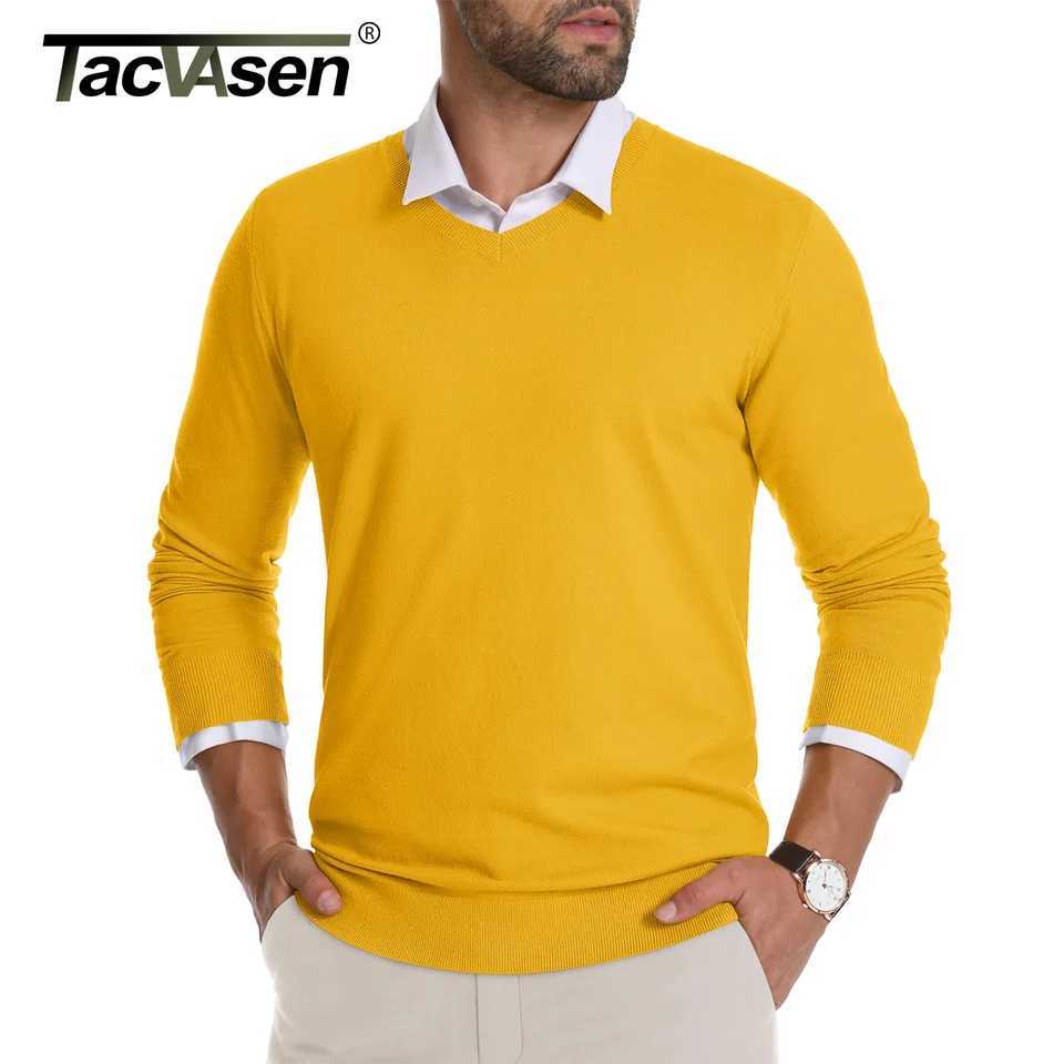 TACVASEN Autumn Winter Knitted Sweaters Pullover Mens V Neck Slim Fit Casual Sweater Thicken Warm Long Sleeve Pullovers Top Male Z250621