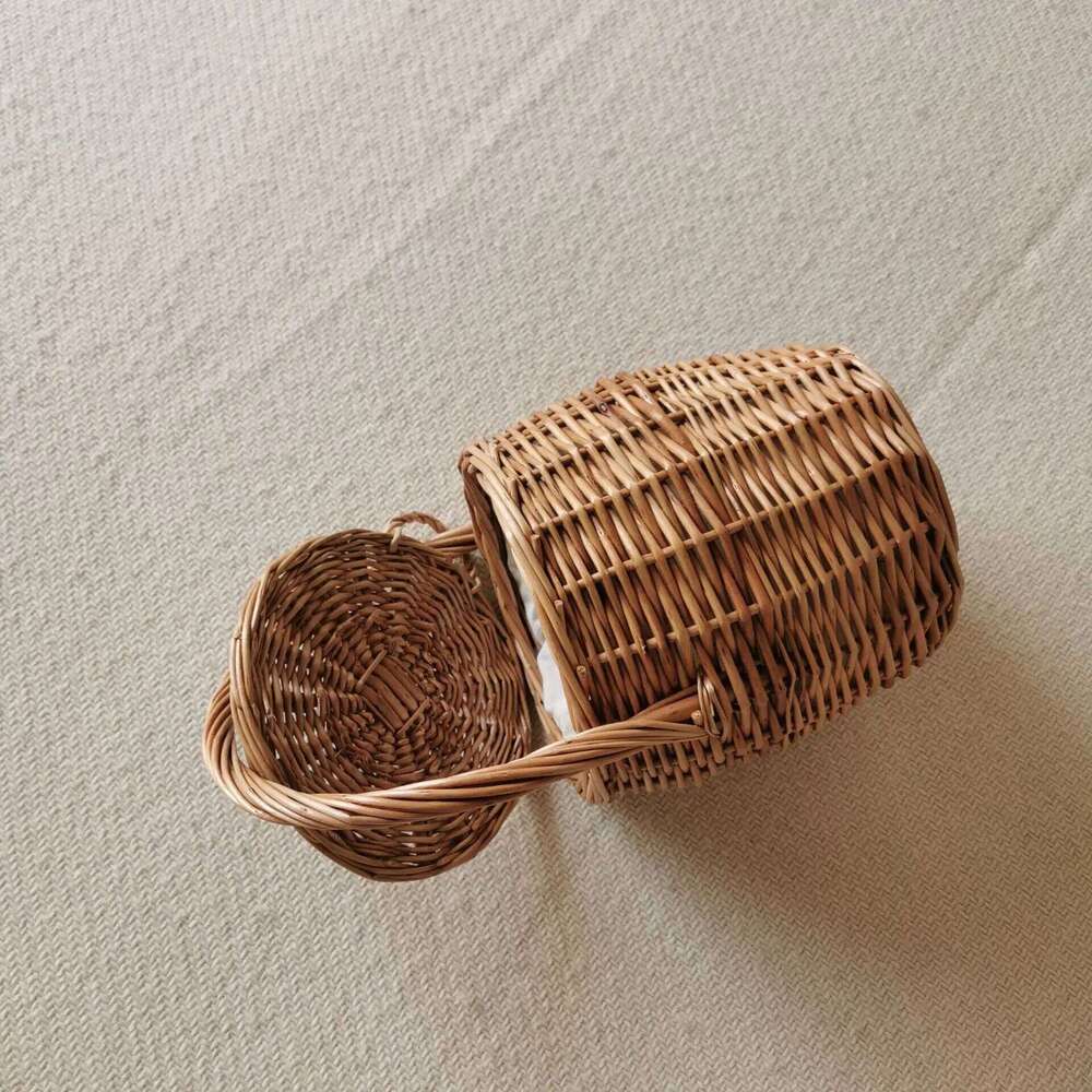 Wicker Basket Bag Women Summer Beach Natural Rattan Straw Bucket Totes Handmade Woven Handbags 2025 New