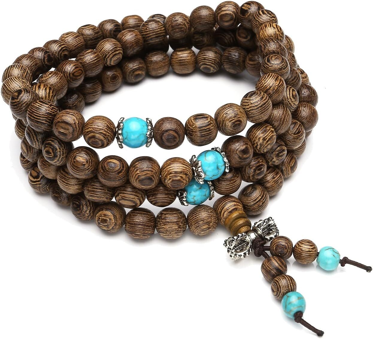 Attract Prosperity Unisex 108 Natural Wood 6mm 8mm Beads Bracelet Buddhist Rosary Mala Necklace 8mm Sandalwood Buddhist Consecration Ward Off Evil