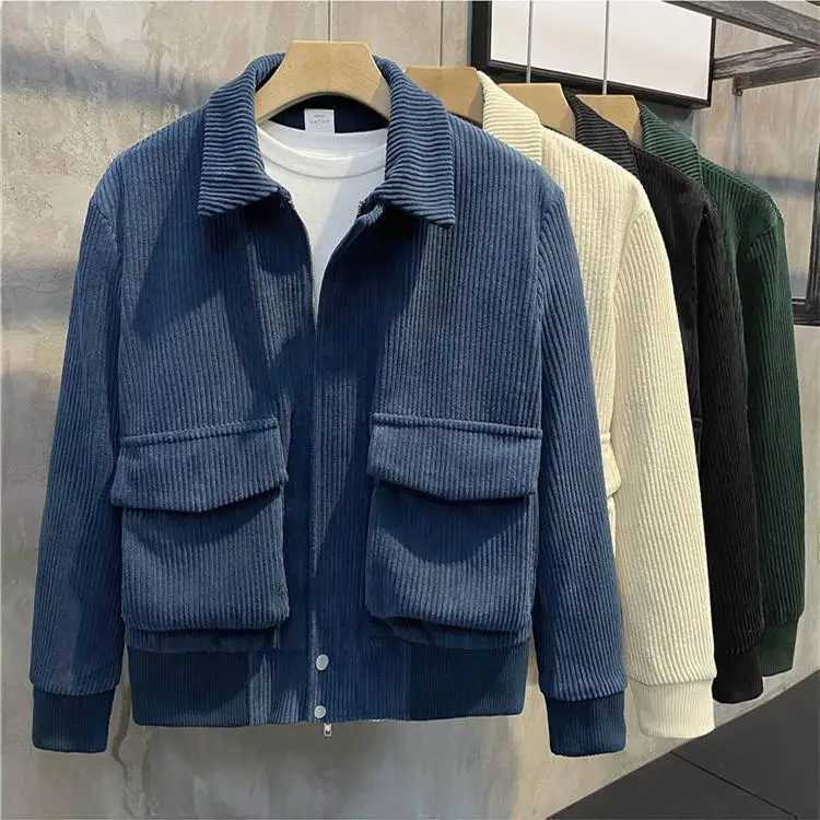 Solid Color Corduroy Cotton Jacket for Mens New Style Stylish and Thick Slim Fit Jacket Light Mature Style Casual Top for Men XJ250621