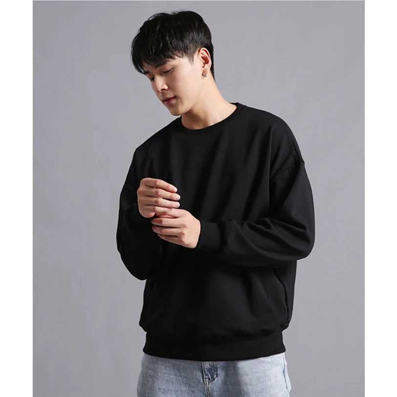 2025 Brand New 100% Cotton Mens Sweatshirt O-Neck Pullover Thin Men Hoodless Sweatshirts Casual Solid Color For Men Sweatshirt XJ250714