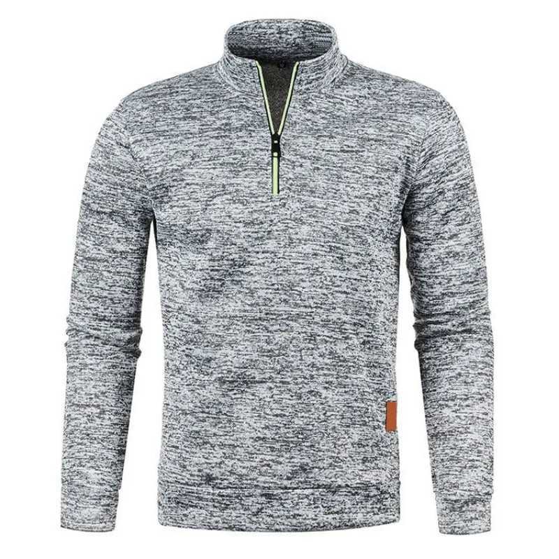 Autumn Mens Half Zipper Sweatshirts Long Sleeve Solid Color Pullover Turtleneck Streetwear Winter Warm Jacket Sport Coats Z250621
