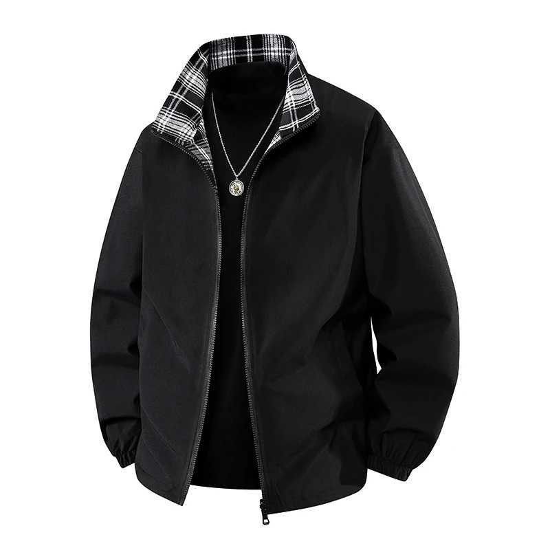 Double-sided American baseball jacket for men spring and autumn Hong Kong style loose ruffian handsome high-end jacket for menXJ250621