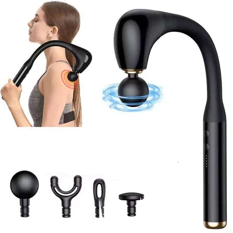 Fascia Portable Massage Gun Deep Tissue With Extended Handle U-Shaped Body Massager For Neck Shoulder Back Leg